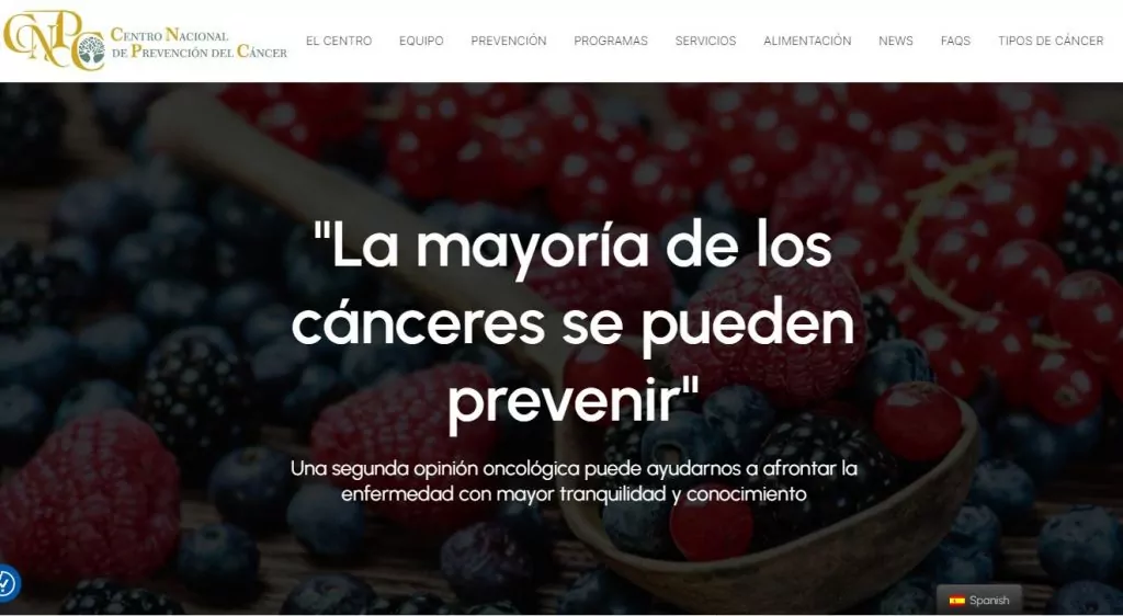 Imagen de la web del Centro Nacional de Prevención del Cáncer CNPC