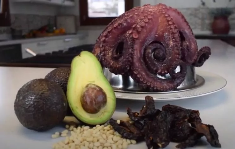 Recetas Refrescantes de pulpo con aguacate del libro cocinando tu salud