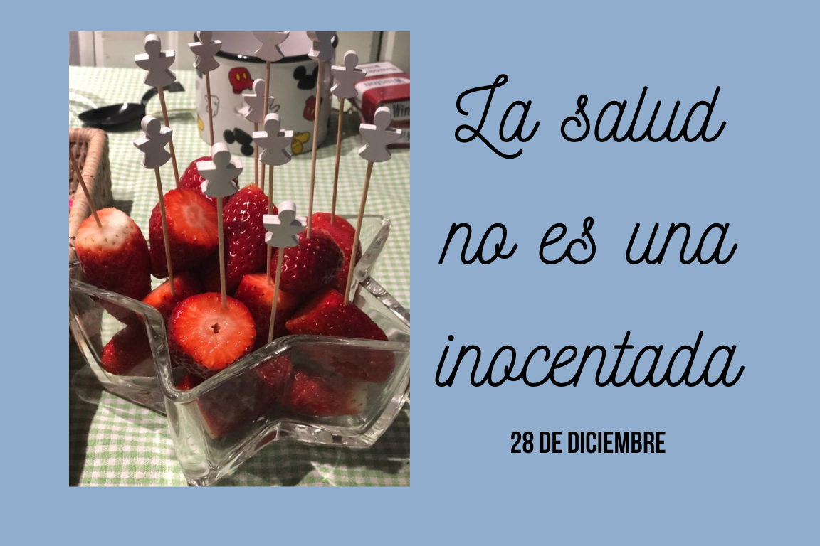 Fresas con monigotes del día de los inocentes para el post la salud no es una inocentada