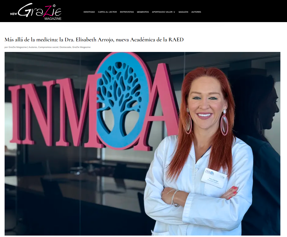 INMOA Oncothermia imagenes NOTICIA NOMBRAMIENTO GRAZIE MAGAZINE Real academia europea de doctores Academica de honor Dra elisabeth Arrojo