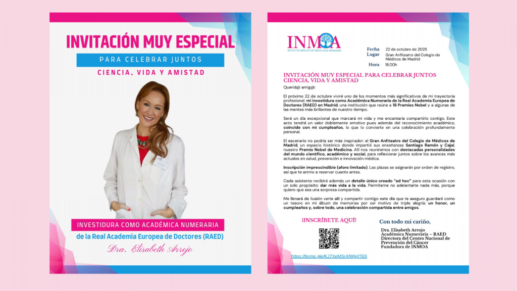 INMOA Oncothermia imagenes Academica numeraria de la Real Academia Europea de Doctores Dra Arrojo invitacion ok