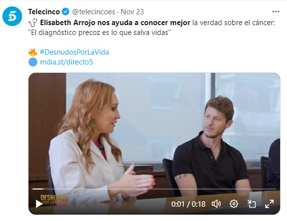 La doctora Arrojo con Nicolás Coronado en el programa de Mediaset Telecinco "Desnudos por la vida"