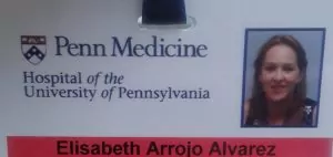 Dra Elisabeth Arrojo acreditación profesional del Penn Medicine Hospital, el Hospital of the University of Pennsylvania