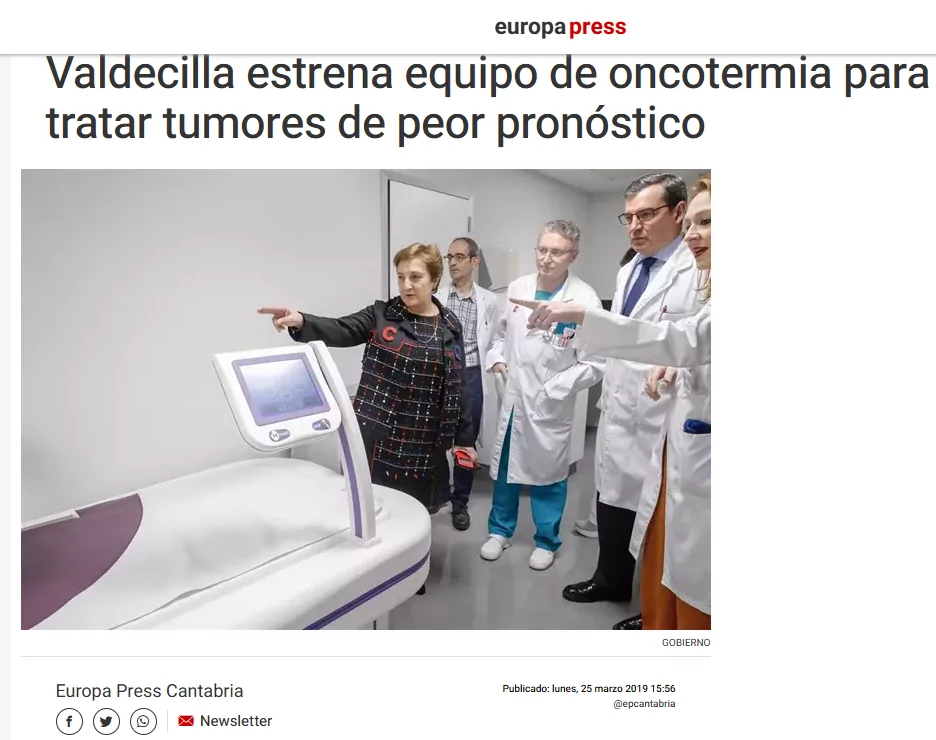 Dra Elisabeth Arrojo en el Hospital Valdecilla con el equipamiento de Oncothermia Noticia de Europa Press