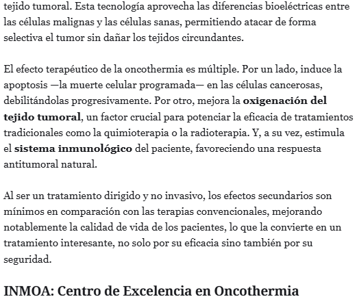 2025_05_09 La Dra. Arrojo en prensa Periódico El Español Oncothermia, un tratamiento selectivo y efectivo contra el cáncer_2