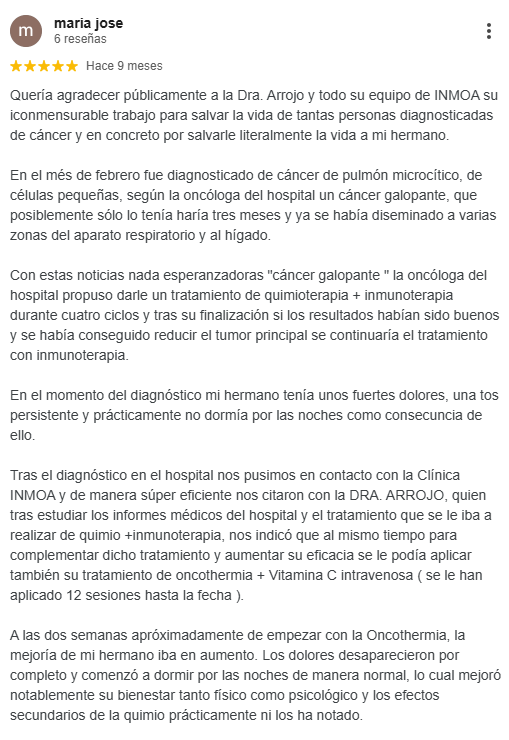 Oncothermia opiniones Maria Jose_1