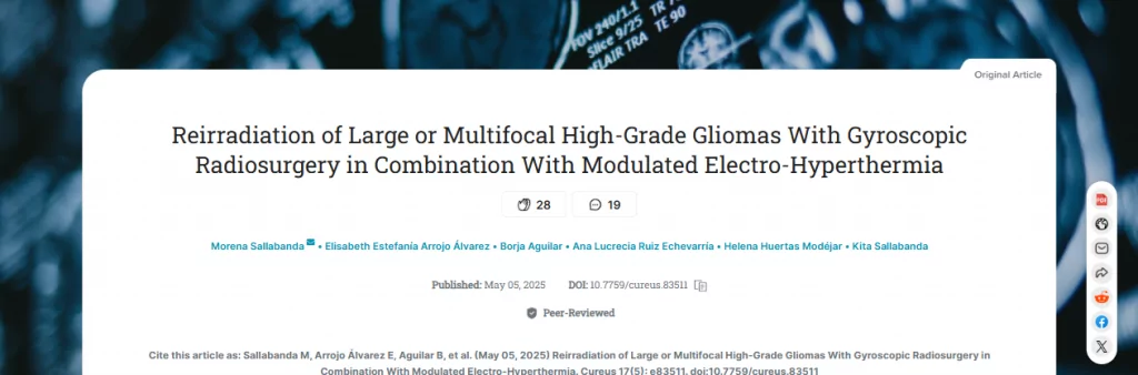 Investigación Oncológica en INMOA Oncothermia Paper Cientifico Gliomas Oncotermia encabezado